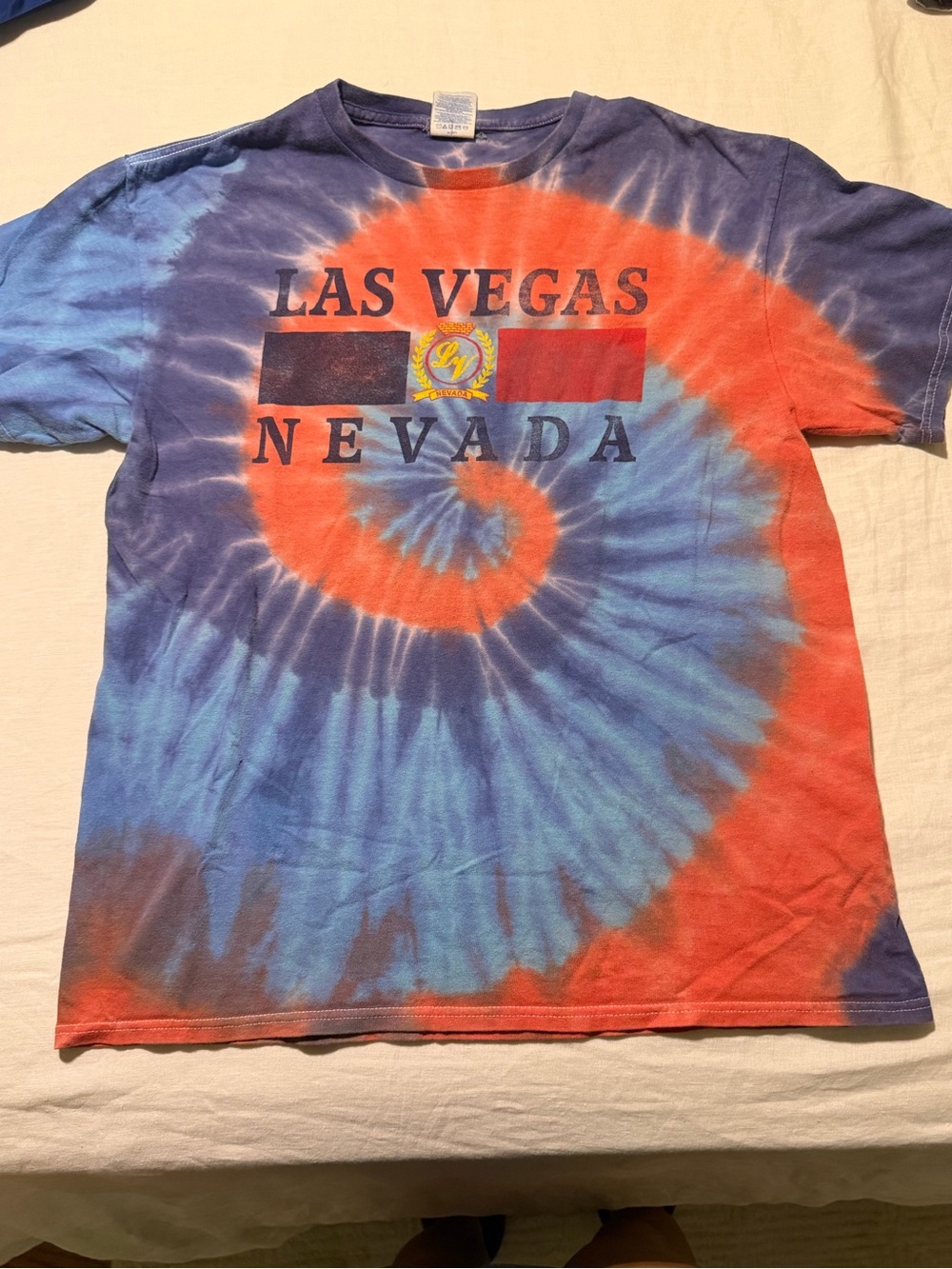 Delta Tie-Dye Las Vegas Graphic Tee in Blue and Orange